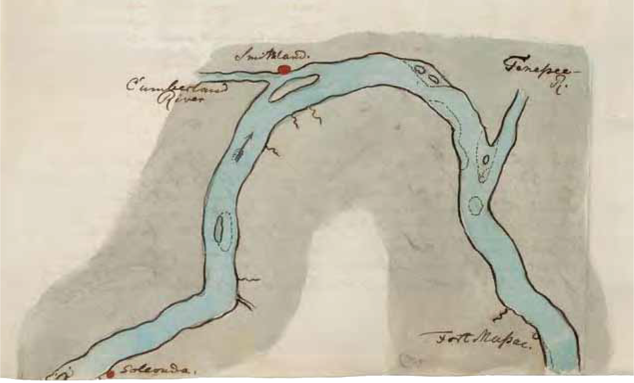 Figure 6.11. Map showing the course of the Ohio River from Golconda to Fort Massac, likely taken from The Western Pilot.