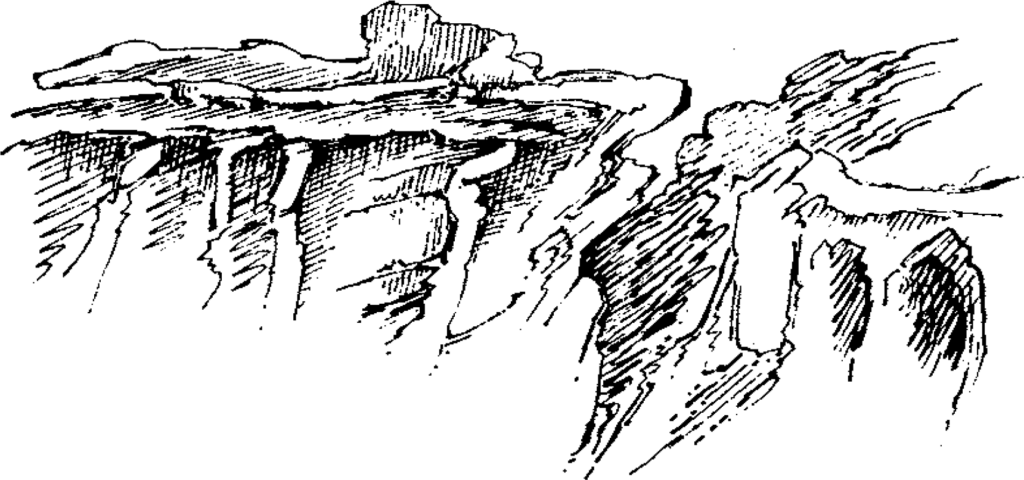 Figure 6.22. Cliffs with protruding horizontal and vertical strata.