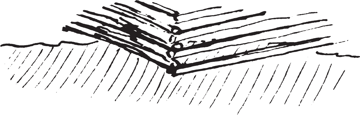 Figure 7.26. Fondation of a stable, about to collapse on an eroded bank.